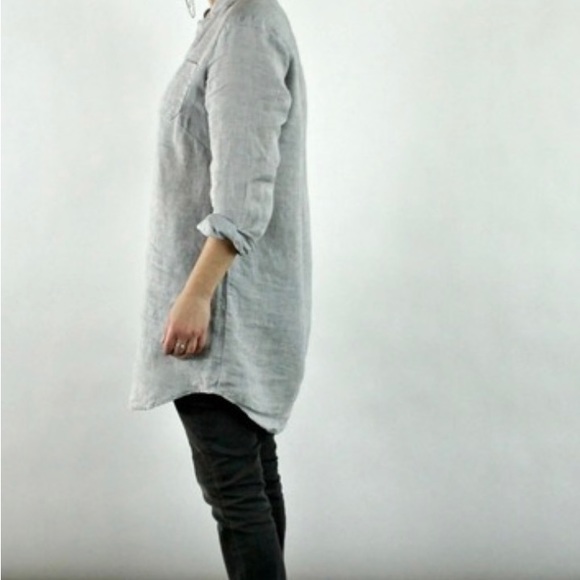 Placket Tunic Gray Blouse S/M/L - Picture 2 of 6